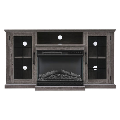 5ft Freestanding Fireplaces 3-Sided Electric Fireplace Rustic Grey TV Stand With Remote Control