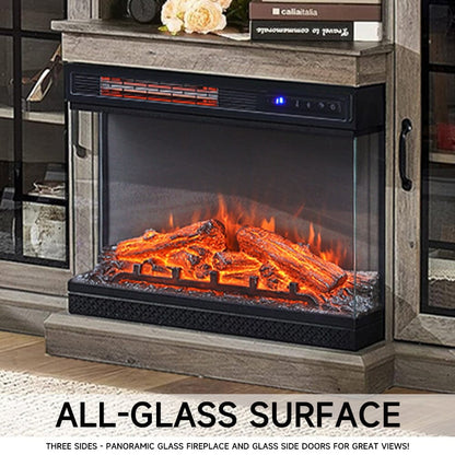 5ft Freestanding Fireplaces 3-Sided Electric Fireplace Rustic Grey TV Stand With Remote Control