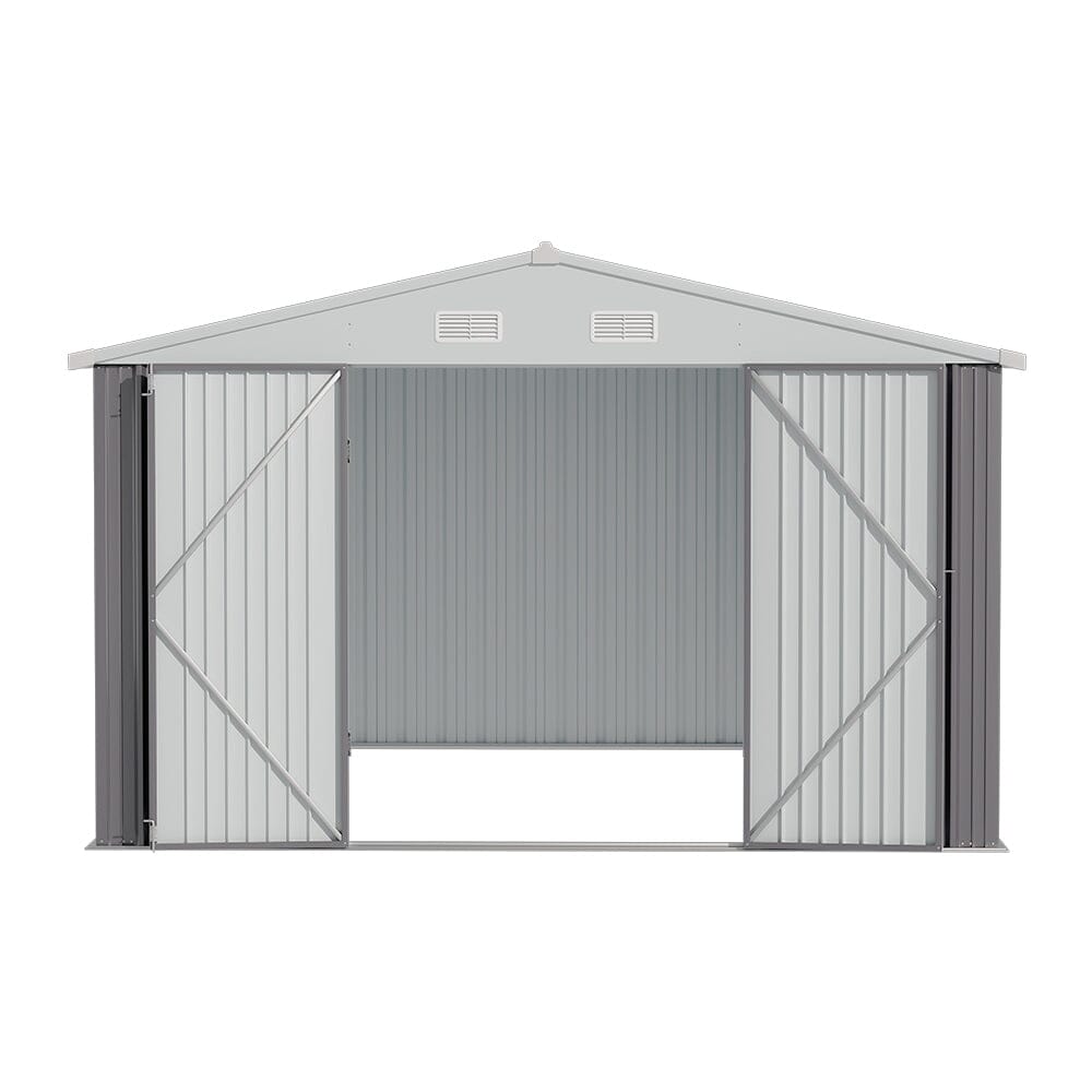 10.5ft W x 6.7ft H Outdoor Garden Metal Storage Shed Motorcycle Sheds with Lockable