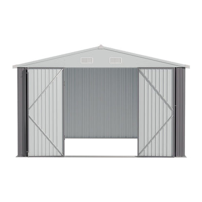 10.5ft W x 6.7ft H Outdoor Garden Metal Storage Shed Motorcycle Sheds with Lockable