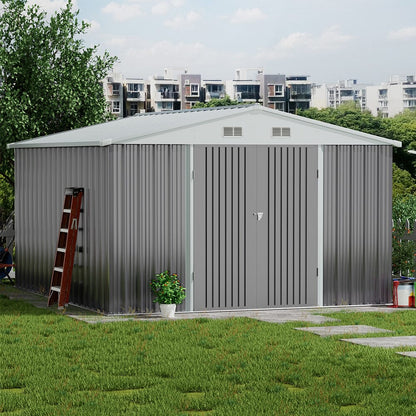 10.5ft W x 6.7ft H Outdoor Garden Metal Storage Shed Motorcycle Sheds with Lockable