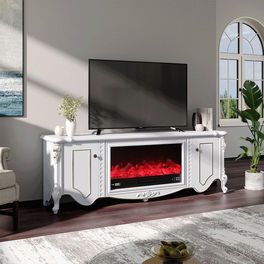 Smallbee Freestanding Fireplaces 180cm W TV Stand 30 Inch Electric Fireplace with Remote