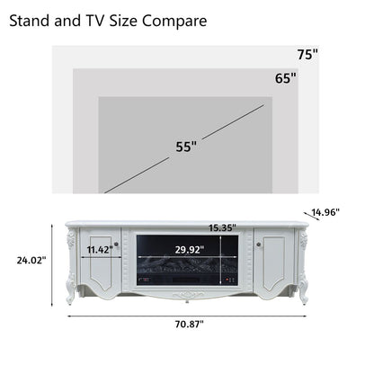 Smallbee Freestanding Fireplaces 180cm W TV Stand 30 Inch Electric Fireplace with Remote