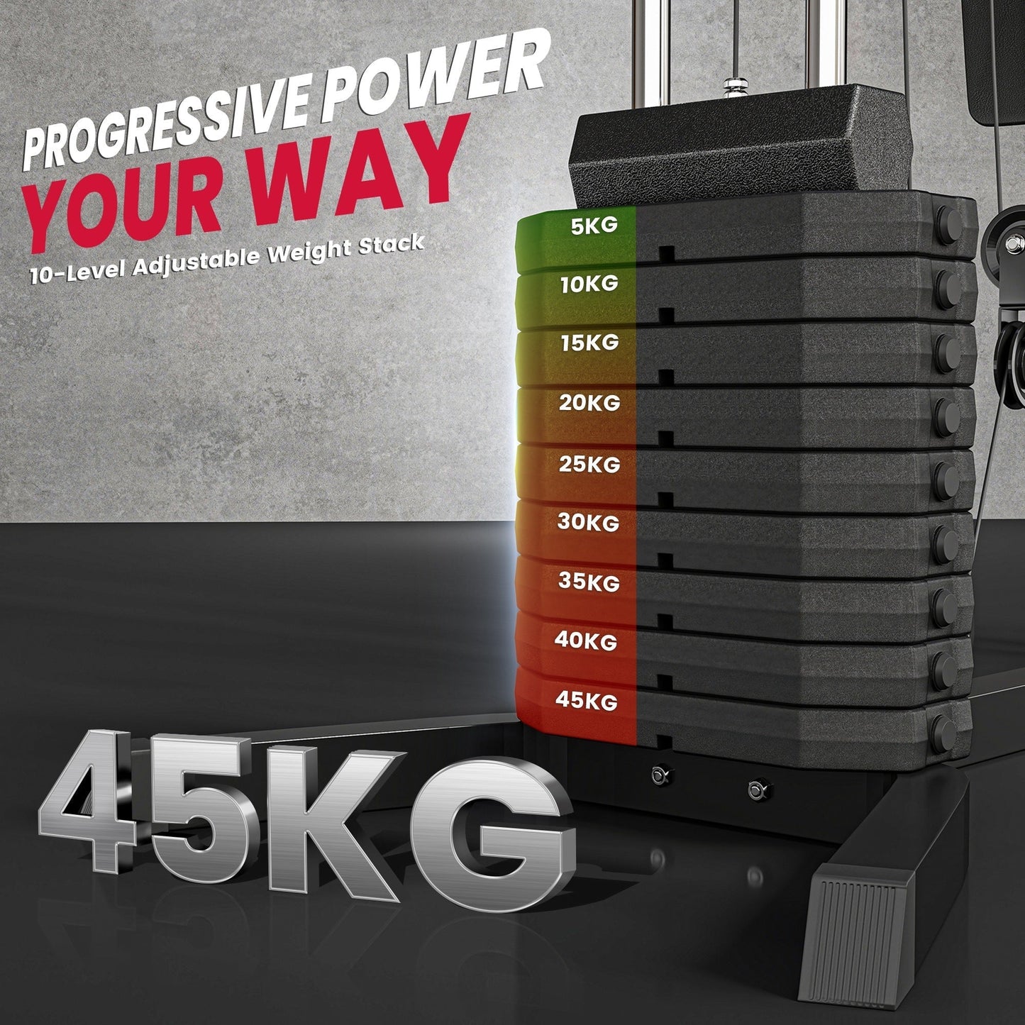 HOMCOM Multi-Exercise Gym Station, with 45kg Weight Stack, for Full Body Workout