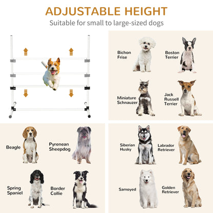 PawHut 4 Pieces Dog Agility Training Equipment, Adjustable Height Jumps Hurdle with Carrying Bag for Outdoor, White