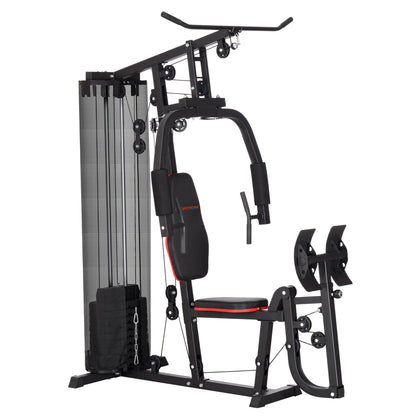 SPORTNOW Weights Machine Multi Gym with 45kg Weight Stack, Compact Home Gym Leg Press Machine for Full Body Training