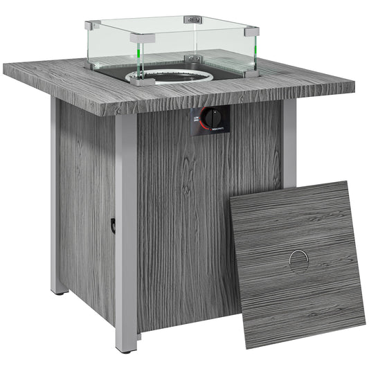 Outsunny 50,000 BTU Gas Fire Pit Table, with Cover - Dark Grey