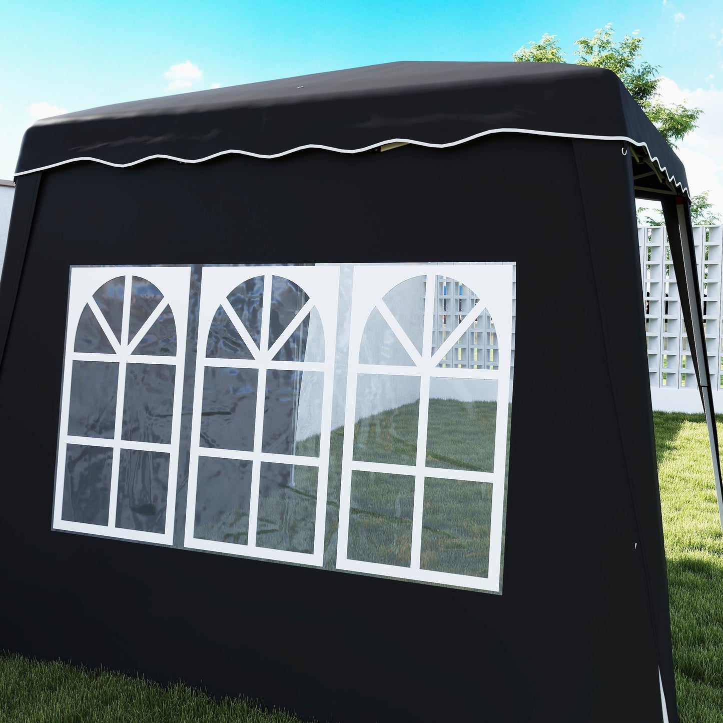 Outsunny 2.4 x 2.4m Two Wall Pop Up Gazebo - Black