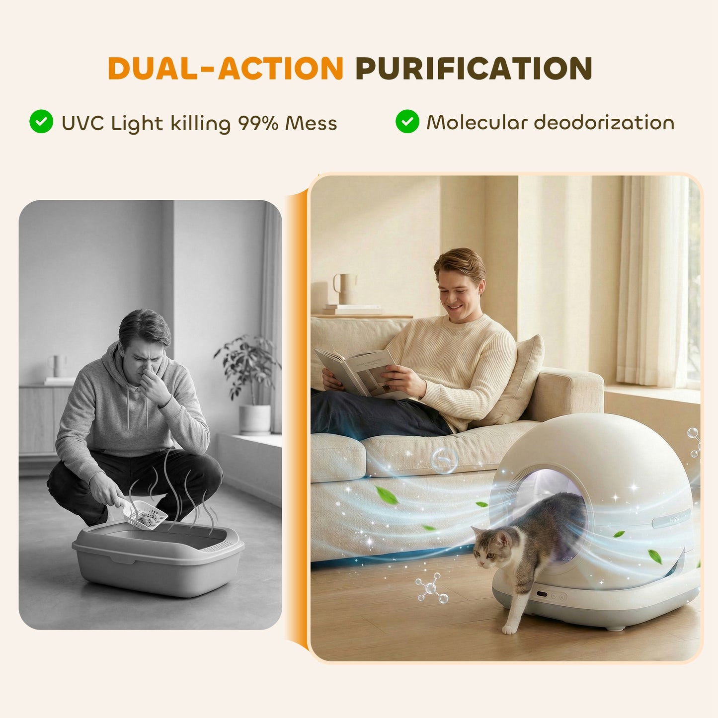 PawHut 72L Self Cleaning Cat Litter Tray Automatic Cat Litter Box APP Control for Multiple Cats