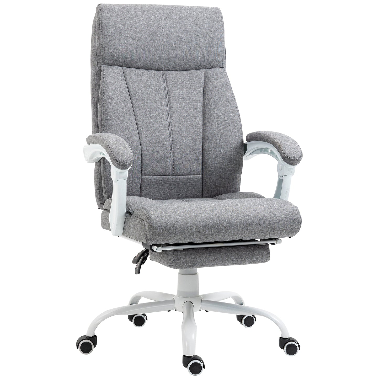 Vinsetto Office Chair, Ergonomic Desk Chair, Fabric Work Study Chair with 155  Reclining Back and Footrest, Adjustable Height and Swivel Wheels, Grey