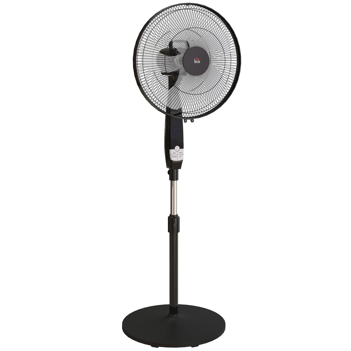 HOMCOM 40 cm Pedestal Standing Floor Fan, Oscillation Cooling Fan with Remote Control, Black
