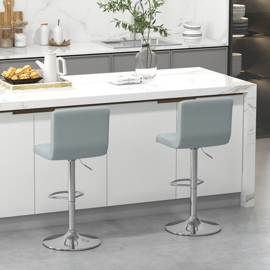 PU Leather Bar Chairs with Adjustable Height for Kitchen Island and Pub-Grey