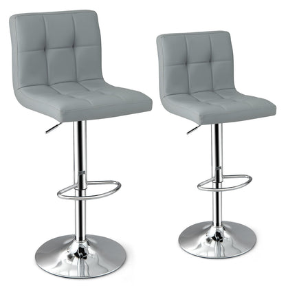 PU Leather Bar Chairs with Adjustable Height for Kitchen Island and Pub-Grey