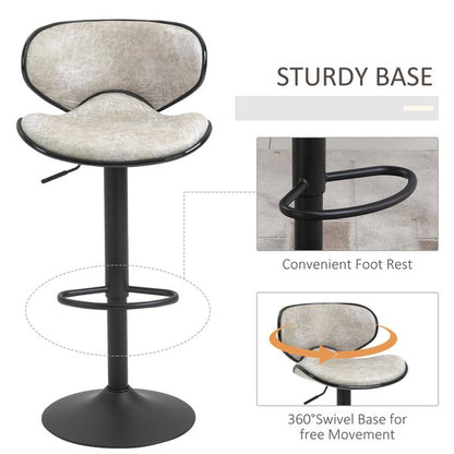 PU Leather Padded Bar Stools Adjustable Height Chairs Swivel Set