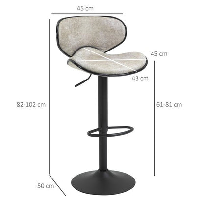 PU Leather Padded Bar Stools Adjustable Height Chairs Swivel Set