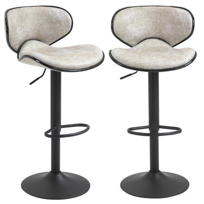 PU Leather Padded Bar Stools Adjustable Height Chairs Swivel Set