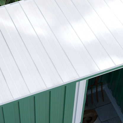 Outsunny 5 x 3ft Garden Storage Shed z przesuwanymi drzwiami i skośnym dachem Outdoor Equipment Tool, zielony