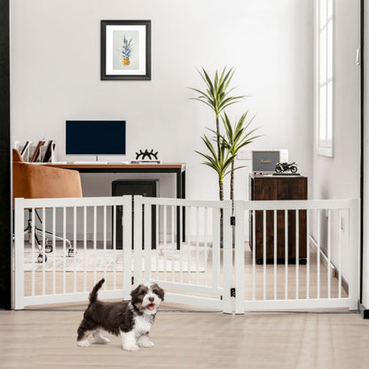 Freestanding Foldable Pet Gates with Lockable Door for Doorway Stairs