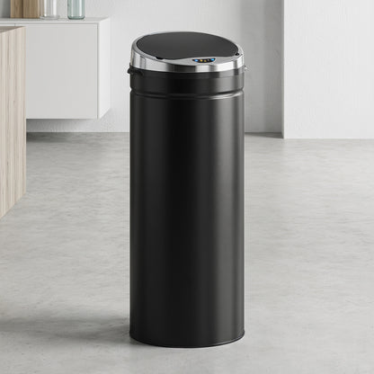 HOMCOM 50L Automatic Motion Sensor Rubbish Bin with Fingerprint Resistant, Stainless Steel, Black