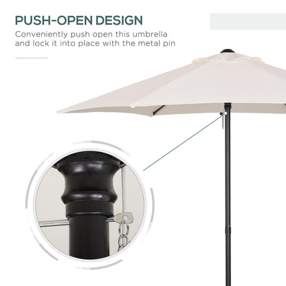 Outsunny 2m Garden Parasol Umbrella, Outdoor Sun Shade with 6 Sturdy Ribs for Balcony, Bench, Garden, Cream White