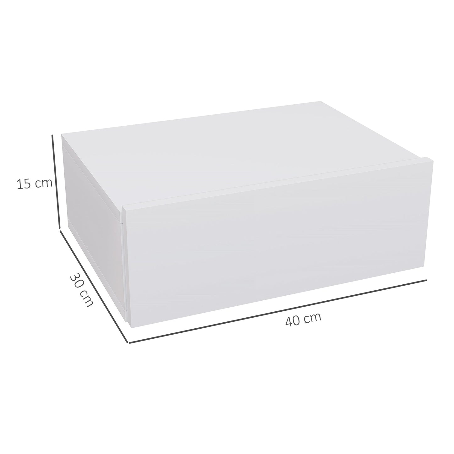 HOMCOM Floating Bedside Table, Wall-Mounted Nightstand with Storage Drawer, Small Side End Table for Bedroom, White