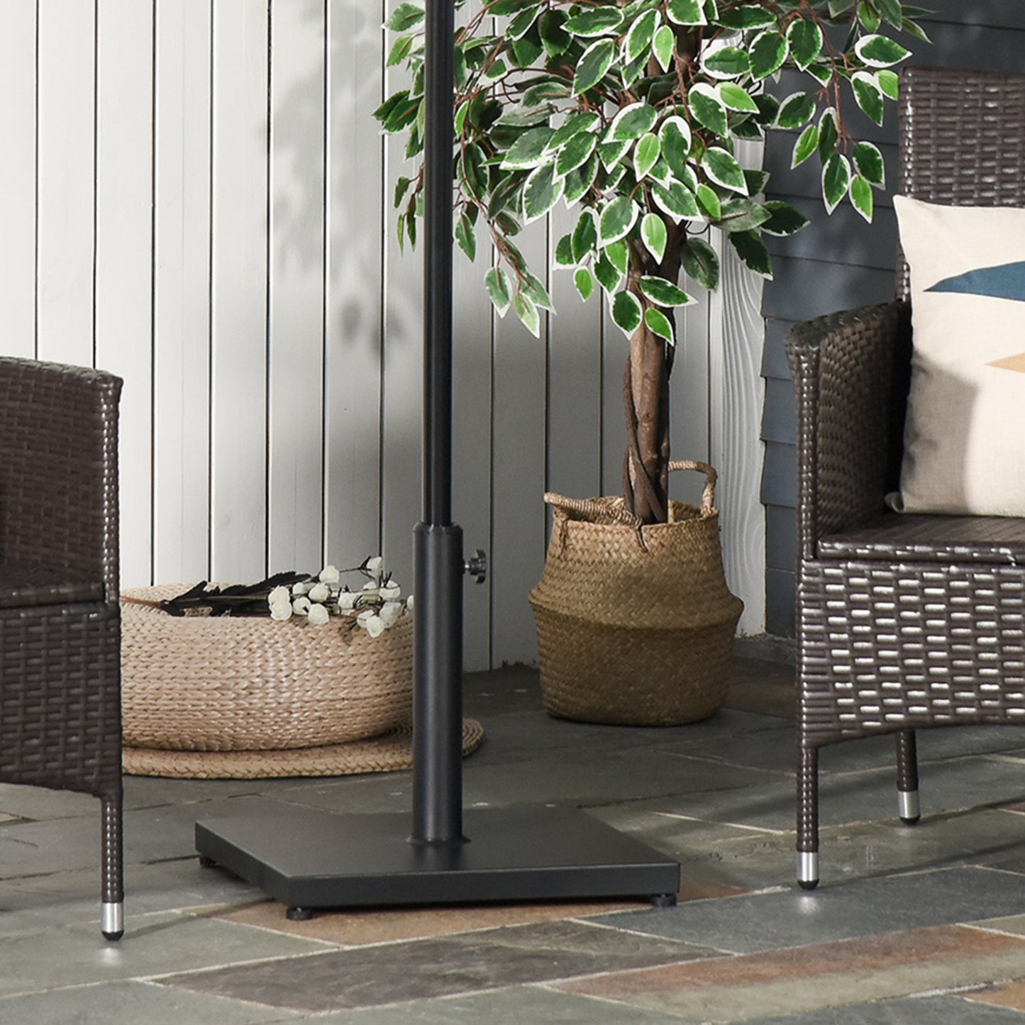 Outsunny â35/38/48MM 18KG Steel Square Parasol Stand Base w/ Adjustable Knob Umbrella Stand Garden Patio Outdoor Home, Black