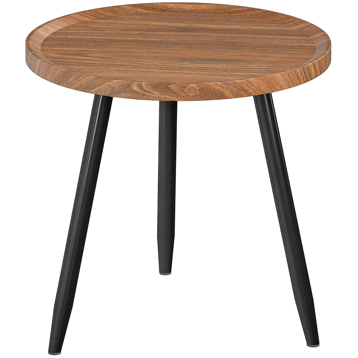 HOMCOM Modern Round Coffee Table with Steel Frame for Small Space, Sofa Beside, Living Room, Chestnut Wood Effect
