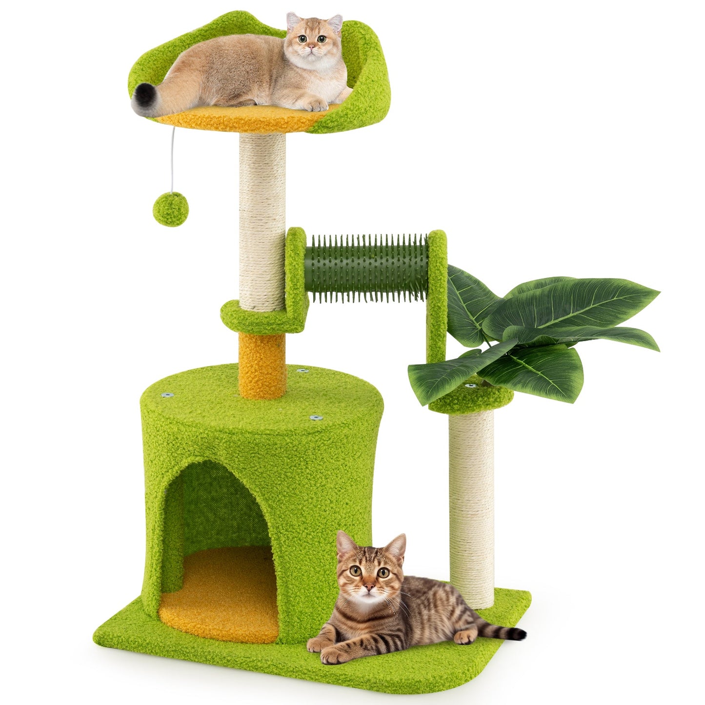 Palm Cat Tree Cat Tower Multi-Level Pet Play House-Green