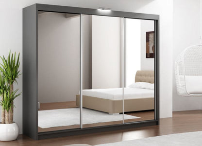 Paris Lux 3 Door Mirrored Sliding Wardrobe - 250 Grey