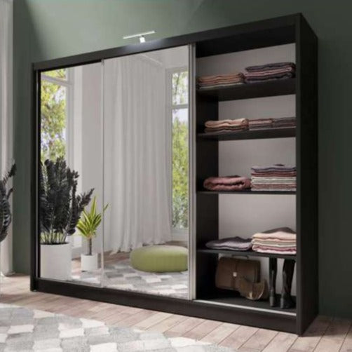 Paris Lux 3 Door Mirrored Sliding Wardrobe - 250 Grey