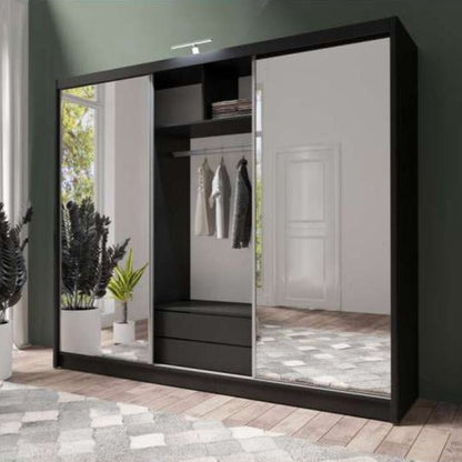 Paris Lux 3 Door Mirrored Sliding Wardrobe - 250 Grey