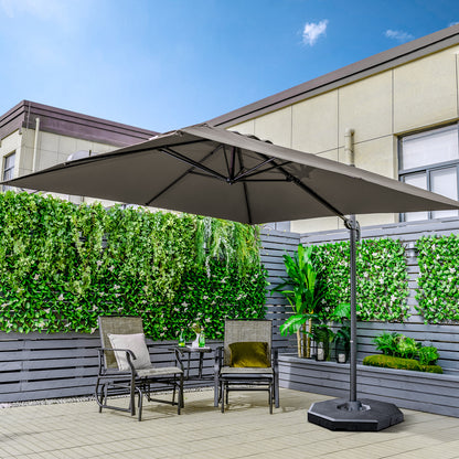 Patio Umbrella Square Offset with Cross Base and Tilt Adjustable-Grey
