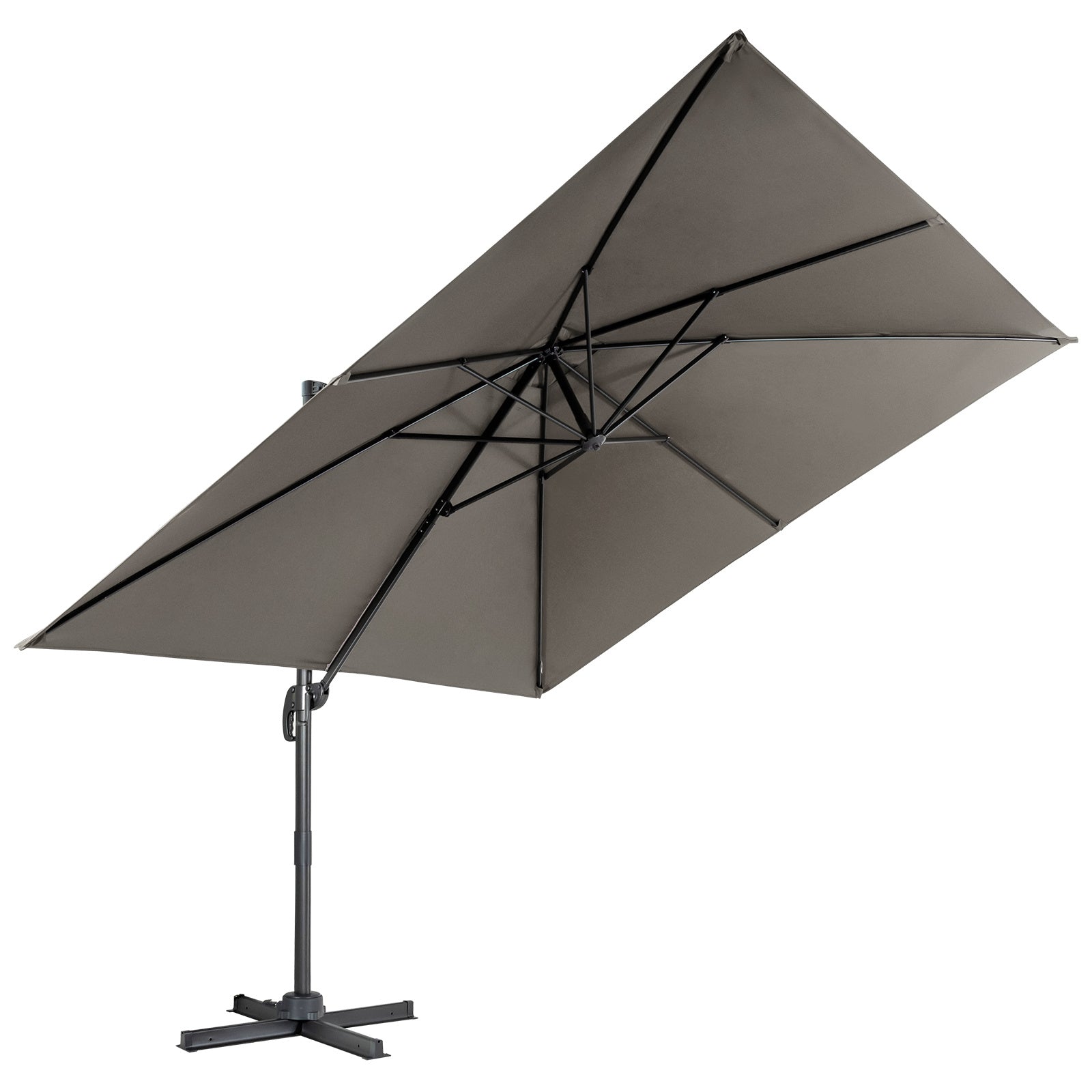Patio Umbrella Square Offset with Cross Base and Tilt Adjustable-Grey