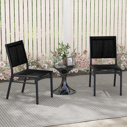 Patio Armless Chair with Breathable Seat and Backrest-2 Pieces