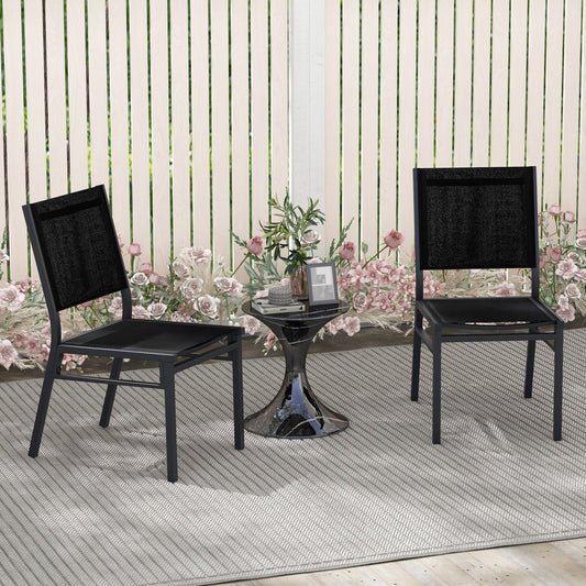 Patio Armless Chair with Breathable Seat and Backrest-2 Pieces