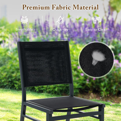 Patio Armless Chair with Breathable Seat and Backrest-1 Piece