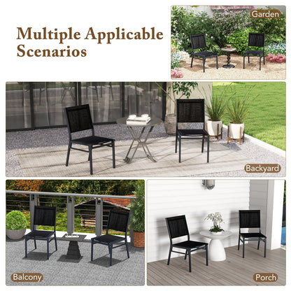 Patio Armless Chair with Breathable Seat and Backrest-1 Piece