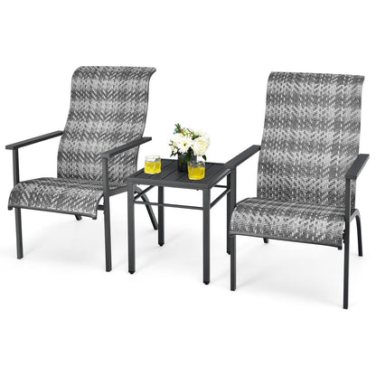 3-Piece Patio Bistro Furniture Set Ergonomic Design-Grey