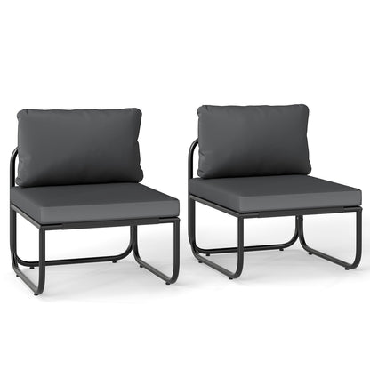 Patio Chairs Set of 2 with Removable Cushions and Adjustable Foot Pads-Grey