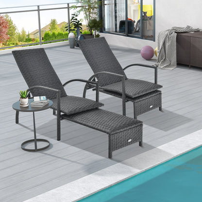 Patio Chaise Lounge with 5-Level Adjustable Backrest-Brown