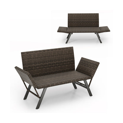 Convertible Patio Loveseat for 2 People Padded with Quick Dry Foam Adjustable Armrests Capacity 300 Kg Grey