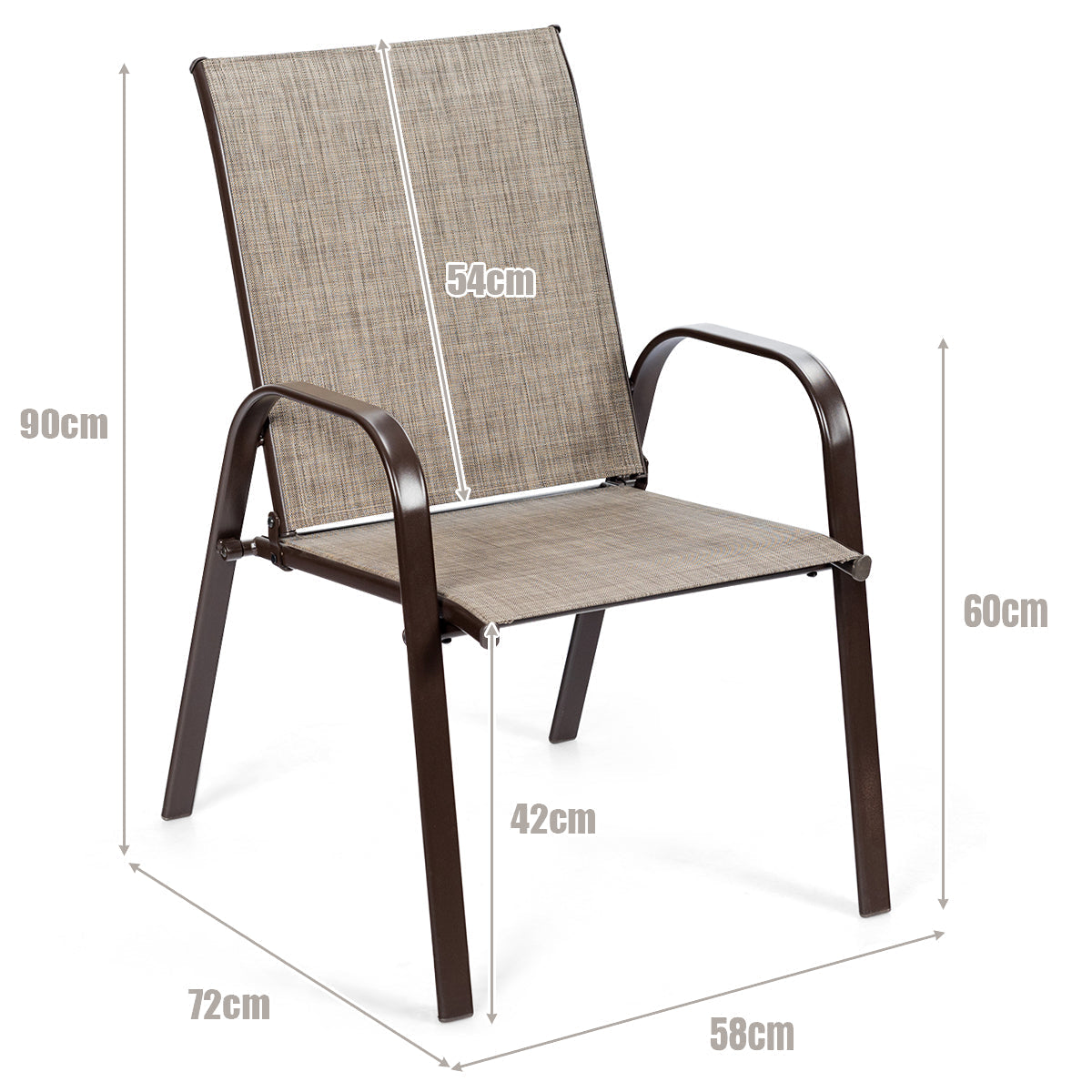 2 Piece Patio Outdoor Camping Chairs Set with Breathable Fabric-Grey