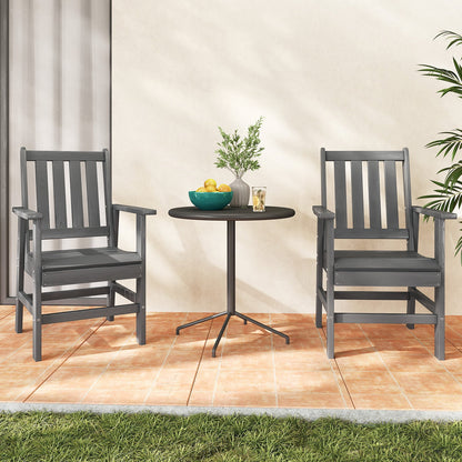 Patio Dining Chair HDPE All Weather Adirondack Armchair with Curved Seat-Grey