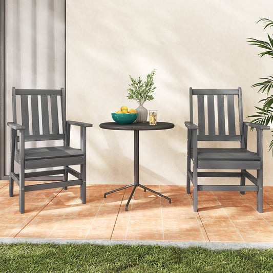Patio Dining Chair HDPE All Weather Adirondack Armchair with Curved Seat-Grey