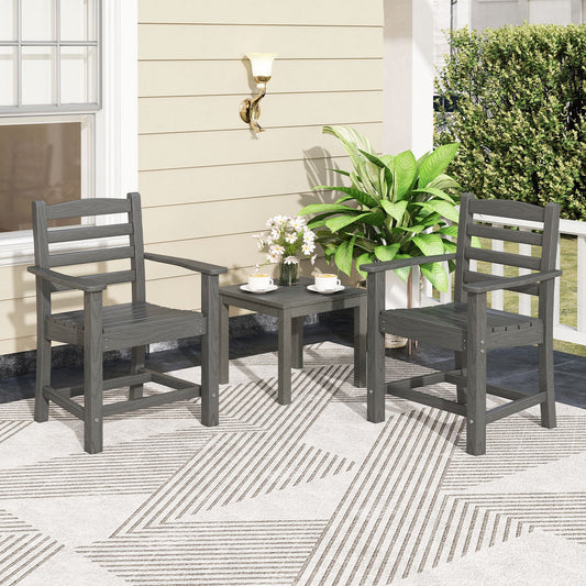 Patio Dining HDPE All Weather Outdoor Chair Plastic Adirondack Armchair-Grey