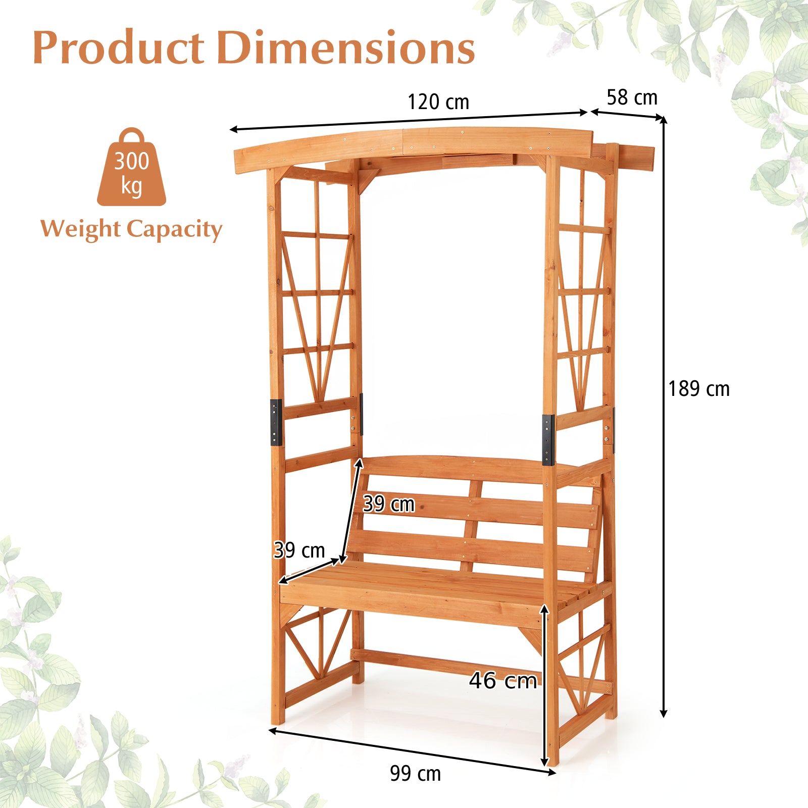 Patio Garden Arbor Archway with 2 Trellises for Climbing Plants Vines Grapes-Yellow