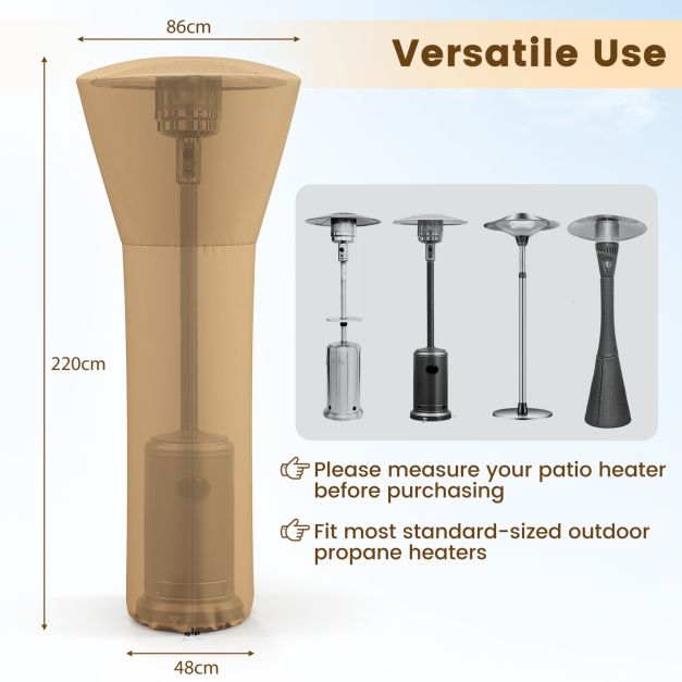 Outdoor Patio Heater Cover with Zipper and Storage Bag-Beige