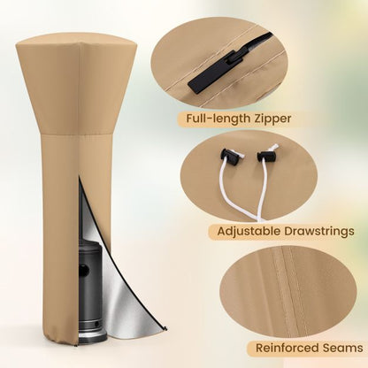 Outdoor Patio Heater Cover with Zipper and Storage Bag-Beige