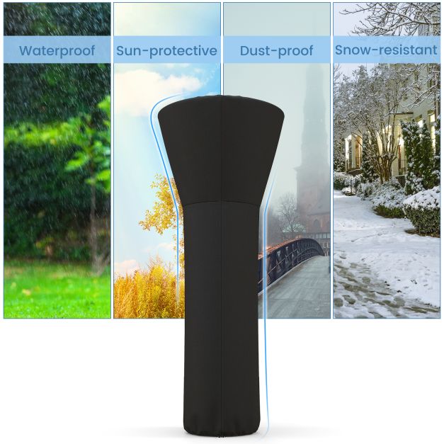 Outdoor Patio Heater Cover with Zipper and Storage Bag-Black