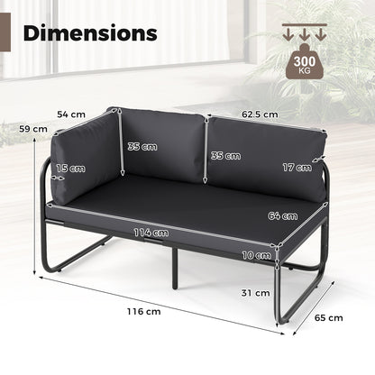 Patio Loveseat Sofa Couch with Removable Pillows and Seat Cushion-Grey